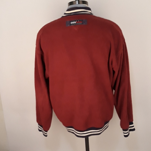 TOMMY HILFIGER Dark Red Fleece Sz L Jacket VTG - Picture 5 of 6